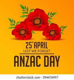 Vector illustration of a Abstract background with poppies and text Lest we forget.