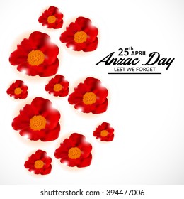 Vector illustration of a Abstract background with poppies and text Lest we forget.
