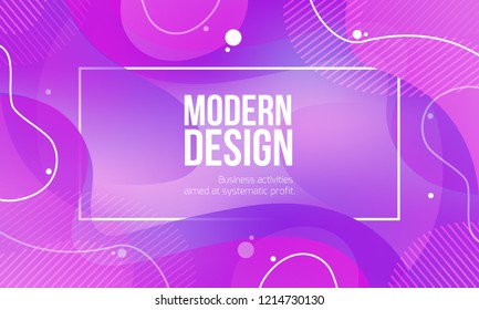 Vector illustration abstract background purple color. modern graphic design with wave elements of creative fluid forms. frame for text Modern Art graphics. design business cards, invitations, flyers.