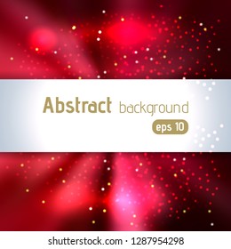 Vector illustration of abstract background with red blurred magic light rays, vector illustration.