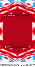 Vector illustration of abstract background in red and blue colors with frame for text or photo. Photo collage template for social media use. Insert your photo here placeholder. Vibrant red white blue.