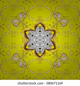 Vector illustration. Vector abstract background with repeating elements. Seamless oriental classic golden pattern. Yellow on background.