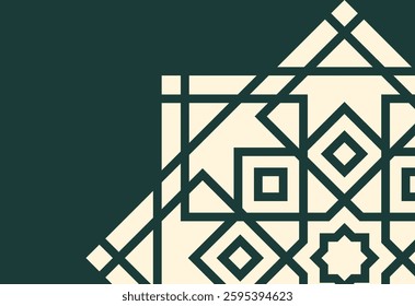 vector illustration of an abstract background, seamless geometric pattern, Arabic pattern on a green background. Template for laser cutting., abstract geometric background with squares