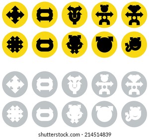 Vector illustration, Abstract background set of flat design art icon style  in border frame business 