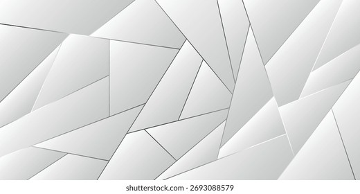 Ilustración vectorial de fondo abstracto con líneas plateadas y Formas geométricas grises