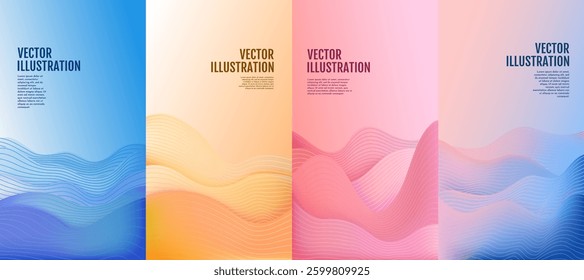 Vector illustration. Abstract background with smooth wavy gradient shapes and lines. Minimalist design for flyer, voucher, leaflet. coupon. Soft color futuristic concept. Blurred liquid waves
