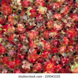 Vector illustration of abstract background from strawberries. Strawberries background. Polygonal Mosaic. Triangular low poly style. Template for poster. EPS 8.