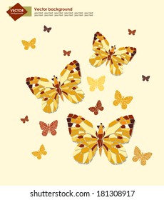 vector illustration of abstract background with stylized butterflies Vector geometric background with stylized abstract butterflies