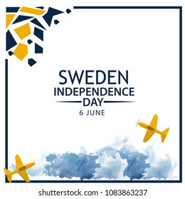 Vector illustration abstract background Sweden Independence Day of June 6. Designs for posters, backgrounds, cards, banners, stickers, etc