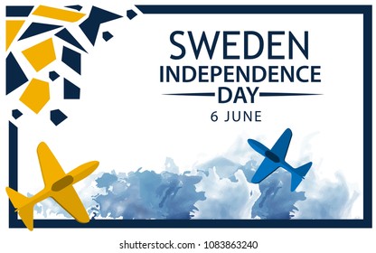 Vector illustration abstract background Sweden Independence Day of June 6. Designs for posters, backgrounds, cards, banners, stickers, etc