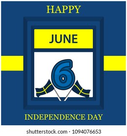 Vector illustration abstract background Sweden Independence Day of June 6. Designs for posters, backgrounds, cards, banners, stickers, etc