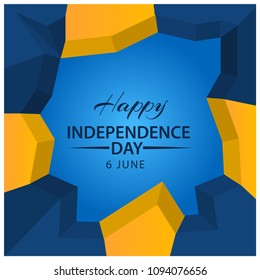 Vector illustration abstract background Sweden Independence Day of June 6. Designs for posters, backgrounds, cards, banners, stickers, etc