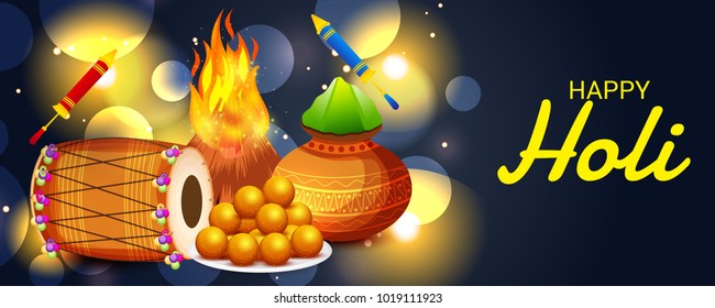 Vector illustration of a Abstract Background for Traditional Indian Festival  Holi Celebration.