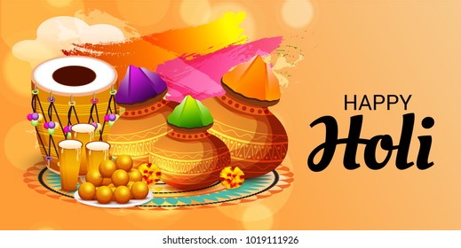 Vector illustration of a Abstract Background for Traditional Indian Festival  Holi Celebration.