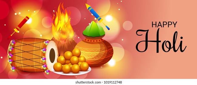 Vector illustration of a Abstract Background for Traditional Indian Festival  Holi Celebration.