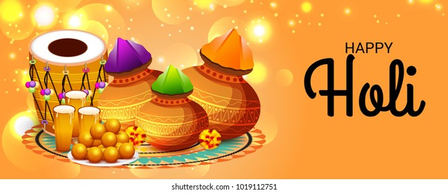 Vector illustration of a Abstract Background for Traditional Indian Festival  Holi Celebration.