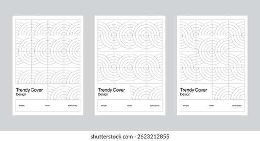 Ilustração vetorial de um fundo abstrato, design de capa na moda. Coberturas geométricas mínimas	
