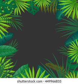 Vector Illustration of an Abstract Background with Tropical Leaves