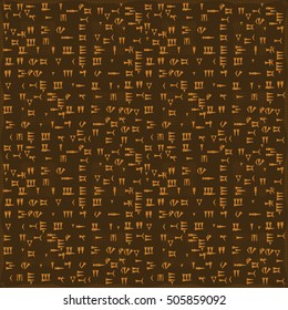 vector illustration of the abstract background with Ugaritic cuneiform. Colors of old Roman gold