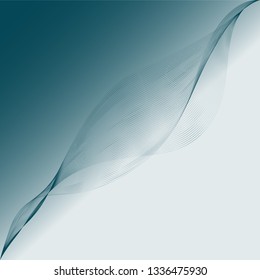 Vector illustration of abstract background with wave smoke effect on gray blue background