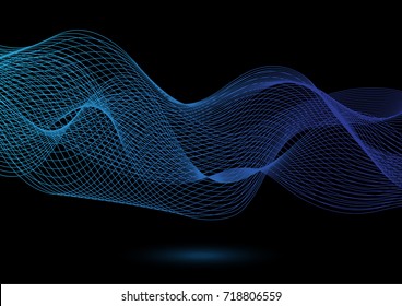 Vector illustration abstract background wave effect blue color on black.Template for business website.