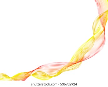 Vector illustration abstract background. Wavy lines intersecting red and yellow flowers