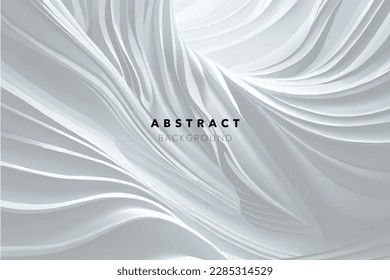 Ilustración vectorial de un fondo abstracto con ondas blancas y grises.