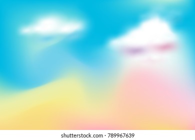 Vector illustration abstract background.White Clouds and blue and pink pastel sky.