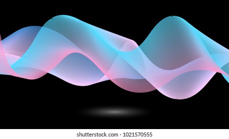 Vector illustration abstract banner background wave effect colorful on black.Template for business.