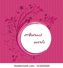 Vector illustration of Abstract banner with curls of pink color