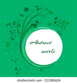 Vector illustration of Abstract banner with curls of green color