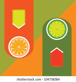 Vector illustration of abstract banner of orange and lime.