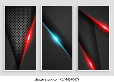 Vector illustration, Abstract banners set of molecule structure. Hi-tech digital technology and digital telecom technology concept. Vector abstract futuristic on dark blue color background