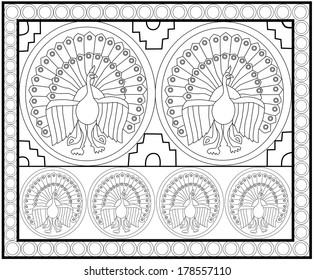 Vector illustration of abstract beautiful peacocks