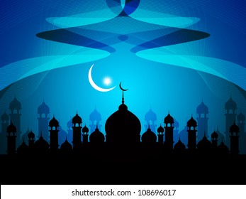 Vector illustration of abstract beautiful religious eid background with mosque.
