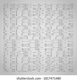 Vector Illustration of abstract big data numeric business background. Binary code seamless background, 2d illustration, vector, Binary code black and white background with digits on screen.