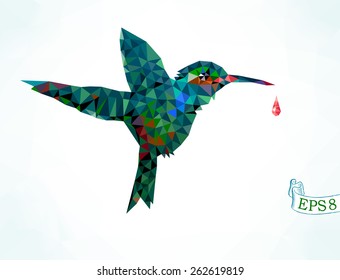 Vector illustration of abstract bird. Polygonal Mosaic. Triangular low poly style. Template for poster. Polygonal bird.
