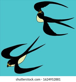 Vector illustration Abstract birds in flight. Design of banners, wallpapers, clothes, backgrounds.	