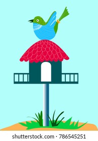 Vector Illustration Abstract Birds and Birds House Abstract Background 