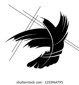 vector illustration of abstract black bird. dark spots