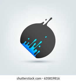 Vector illustration. Abstract black circle. Dynamic splash liquid shape. Background for poster, cover, banner, placard. Logo design