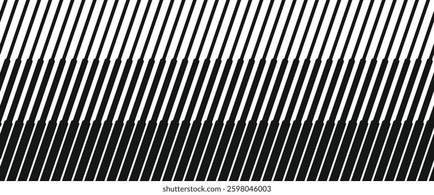 Vector illustration of abstract black lines seamlessly blending with oblique stripes on a white background, creating a dynamic and modern design.