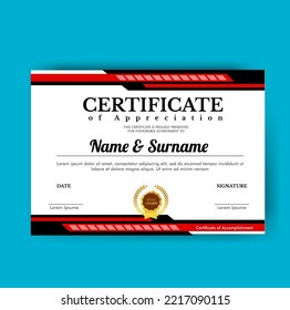 Vector Illustration  abstract Black and Red Design Certificate award