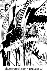 A vector illustration of an abstract black and white drawing.