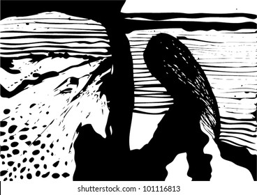 A vector illustration of an abstract black and white drawing.