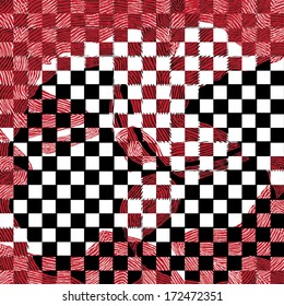 Vector illustration of abstract black & white, greyscale background / pattern. Checkers.