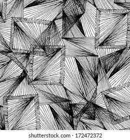 Vector illustration of abstract black & white, greyscale background / pattern. Grid, net, web.