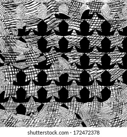 Vector illustration of abstract black & white, greyscale background / pattern. Stars and stripes.