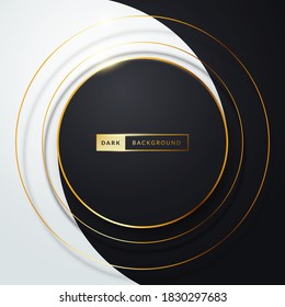 Vector Illustration Abstract Black And White Circle With Golden Rings