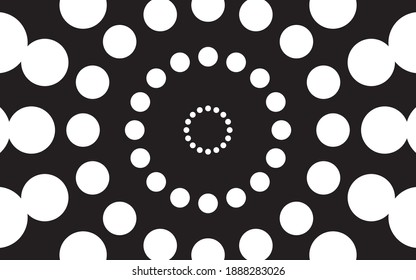 Ilustración vectorial de fondo abstracto en blanco y negro. Fondo y círculos